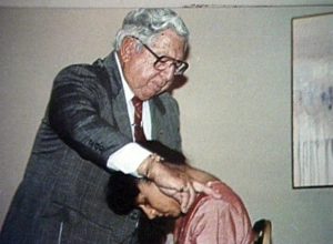 Picture of Jose Silva demonstrating hypnosis technique