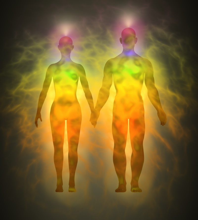 Auras of male and female interact